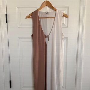 bebe Backless Dress in Tan and Cream